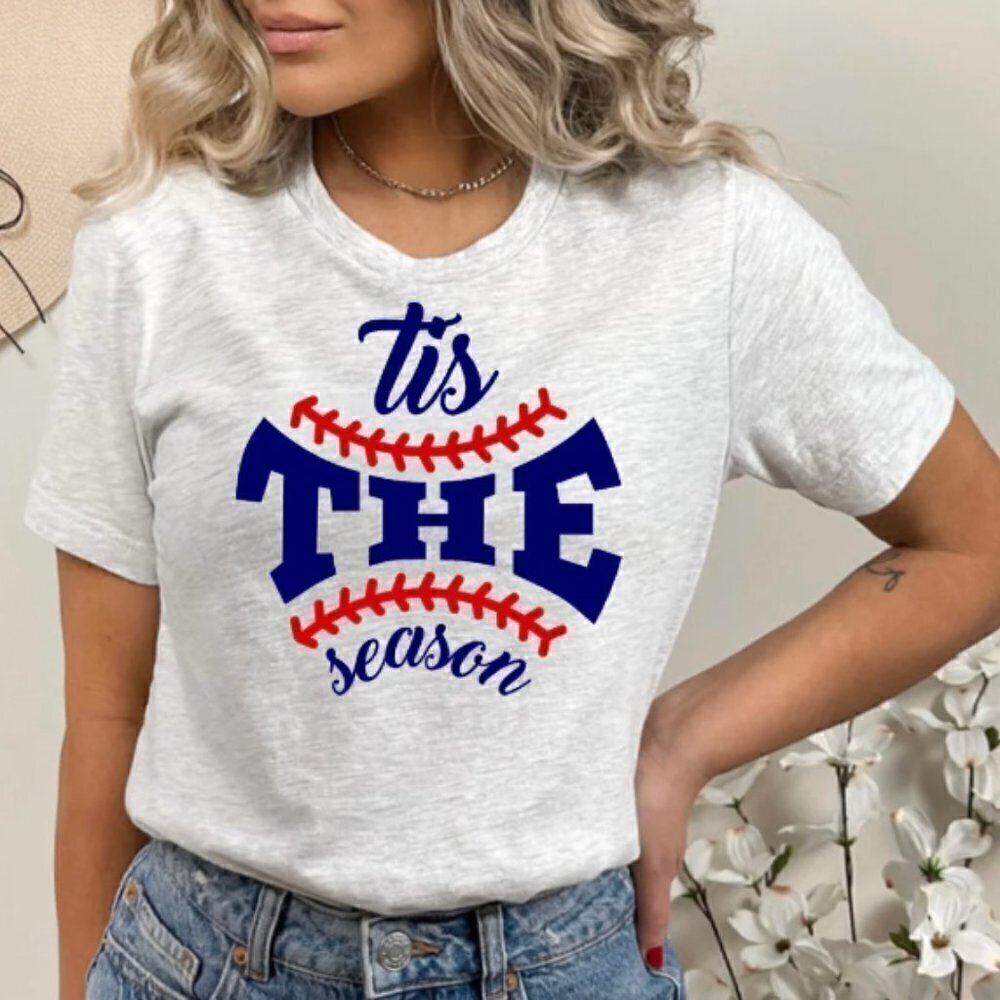 Boutique Tis The Season Baseball‎ Short Sleeve Graphic T-Shirt L